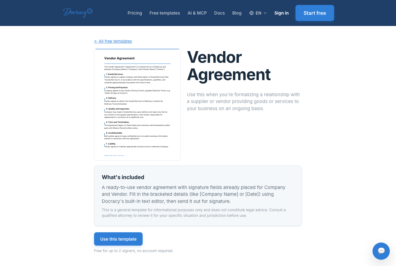 Docracy's free template library
