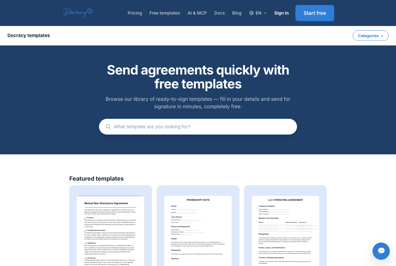 Docracy's free template library